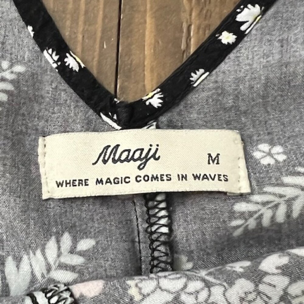 Maaji Black Floral Short Dress w/ Tie Back Women's Size M - Picture 6 of 6